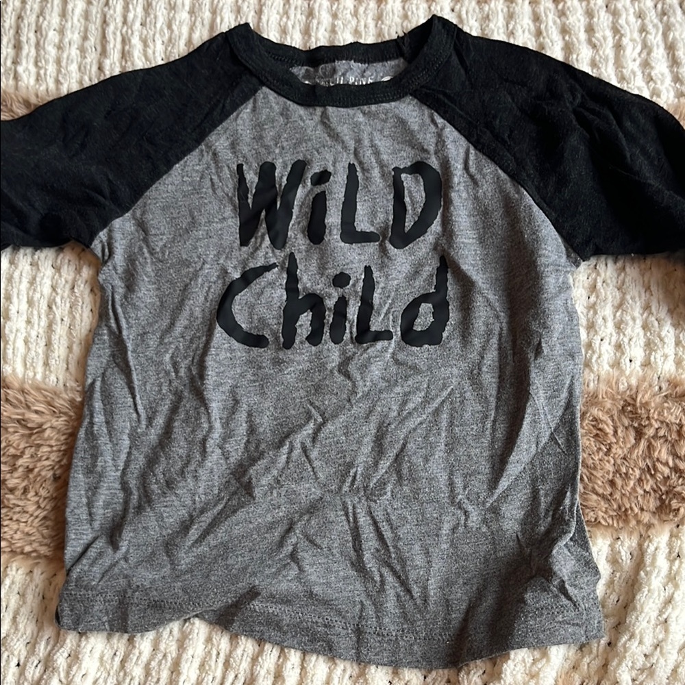 Wild Child Kids Raglan Shirt - Gray and Black